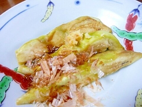 レンジで簡単　天狗ナスを使って蒸しナスの生姜醤油